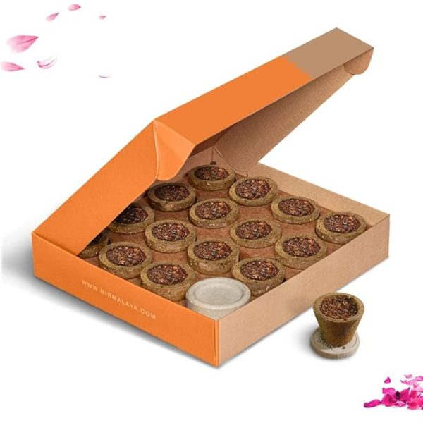 Nirmalaya Organic Cow Dung Havan Cups/Sambrani Cups (15 pcs)